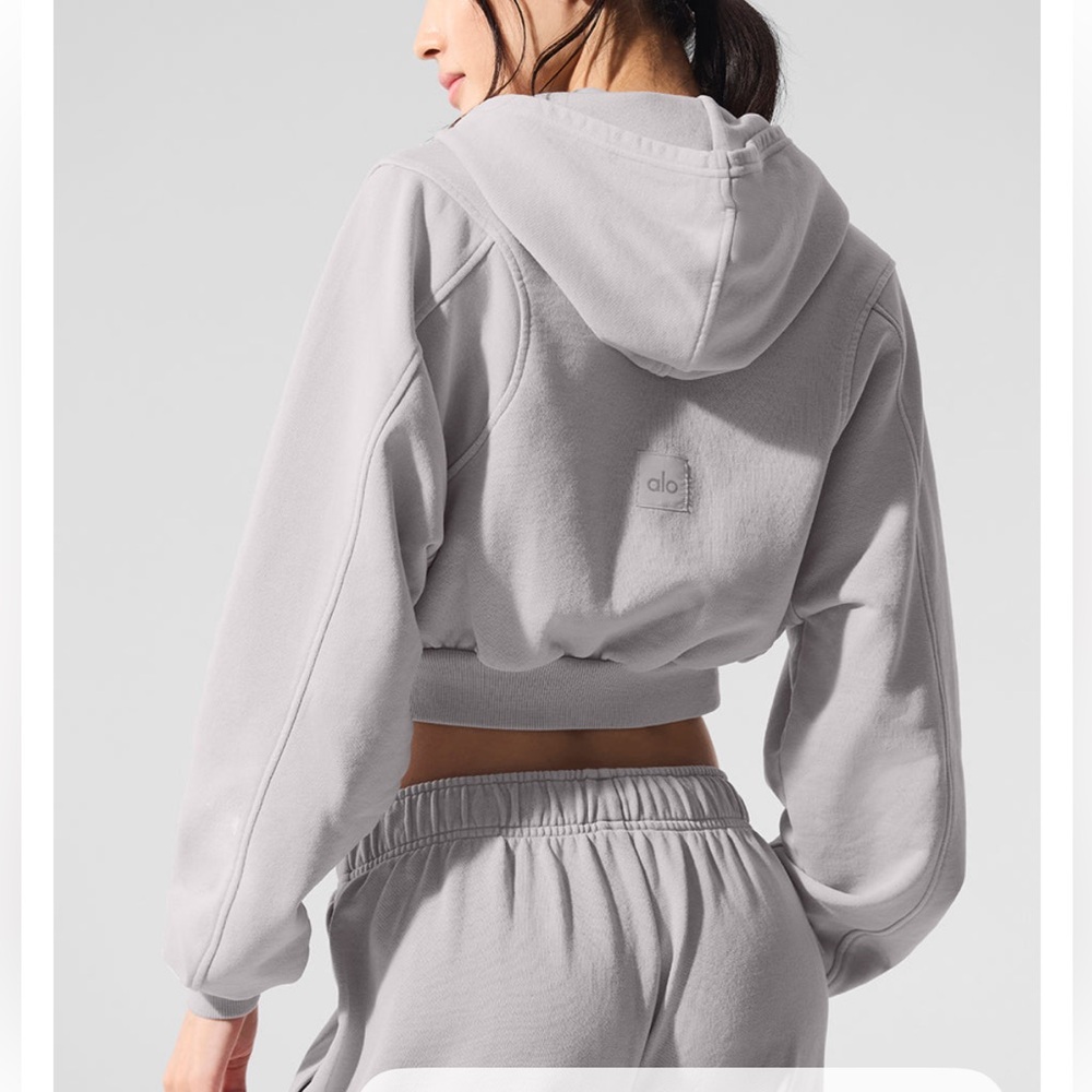 ALO Yoga Women's Gray Cropped Hoodie NWT